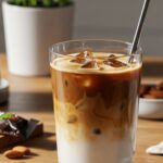 Best Protein Coffee Recipe to Supercharge Your Mornings 2 iced protein coffee in a clear glass with straw on wooden table