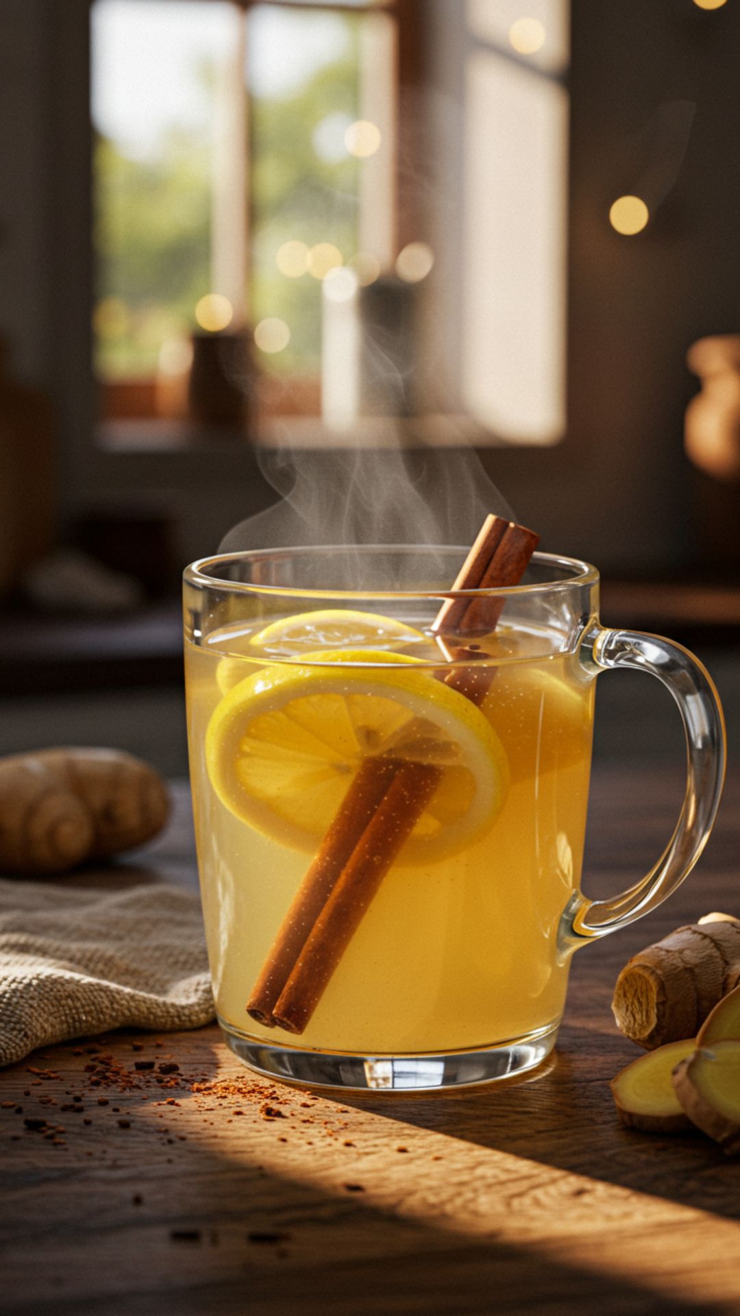 natural-zepbound-detox-drink natural Zepbound recipe detox drink in warm morning light with lemon, ginger, and cinnamon