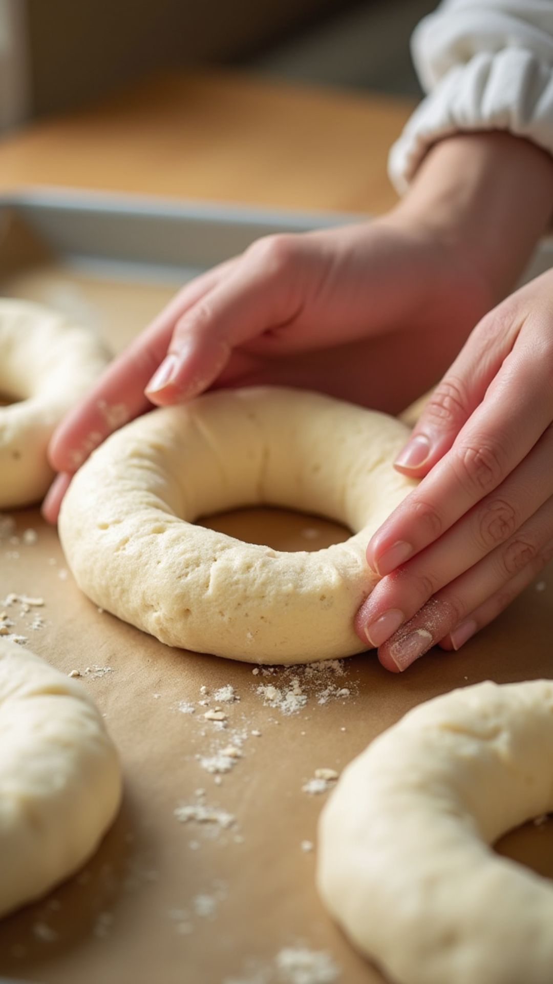 shaping-cottage-cheese-protein-bagels Shaping cottage cheese protein bagel dough by hand