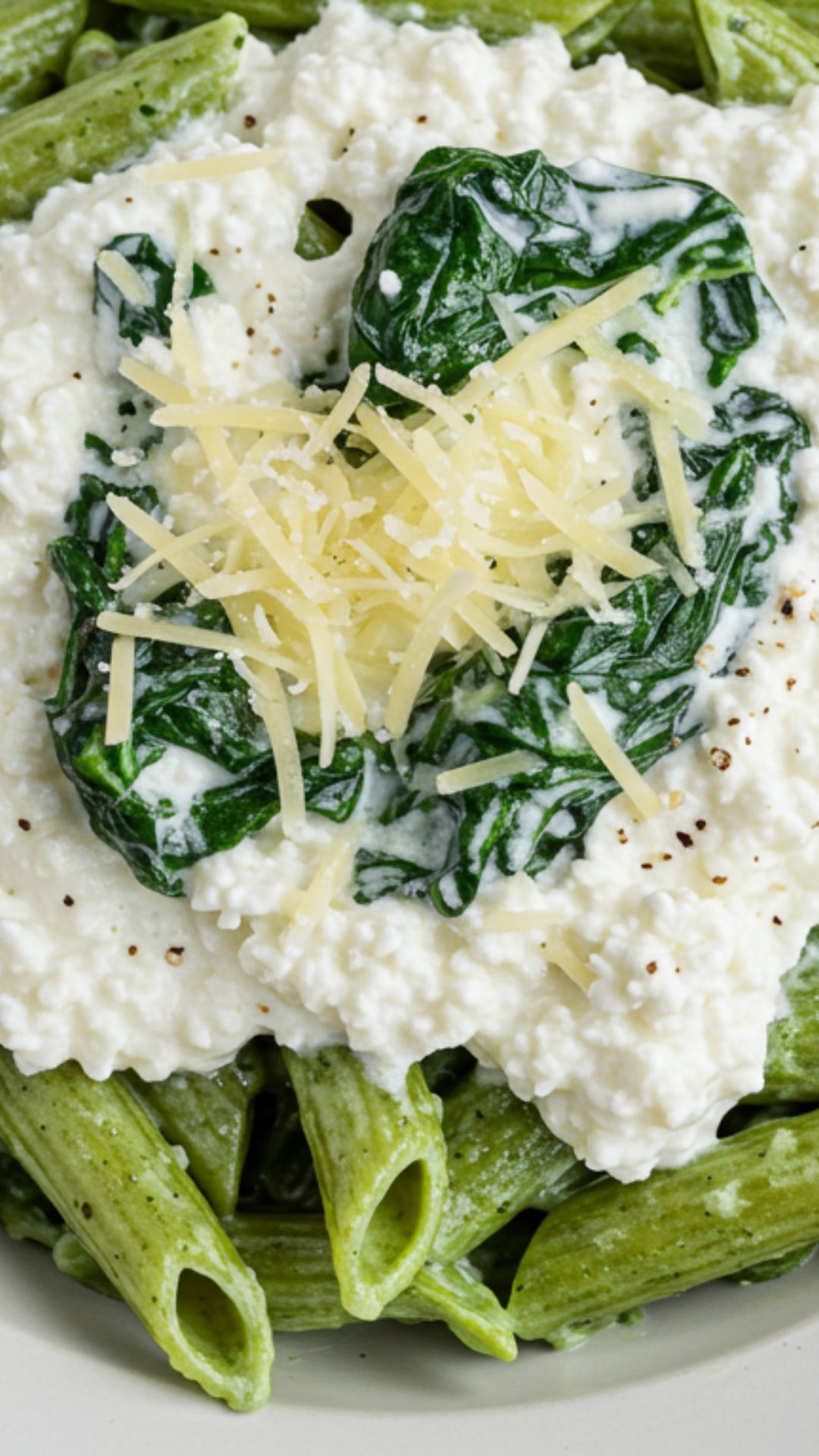 spinach-cottage-cheese-pasta spinach cottage cheese pasta in casserole