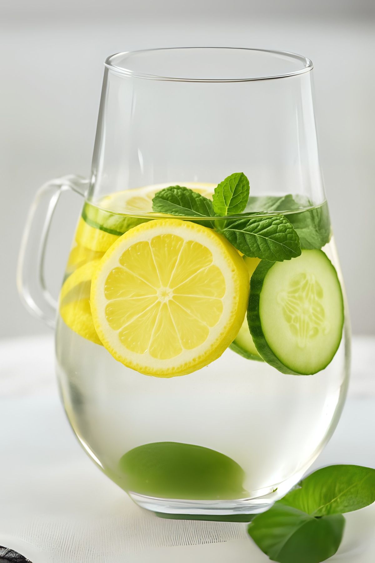 detox-drink-recipes Detox drink recipes featuring lemon, cucumber, and mint in clear water