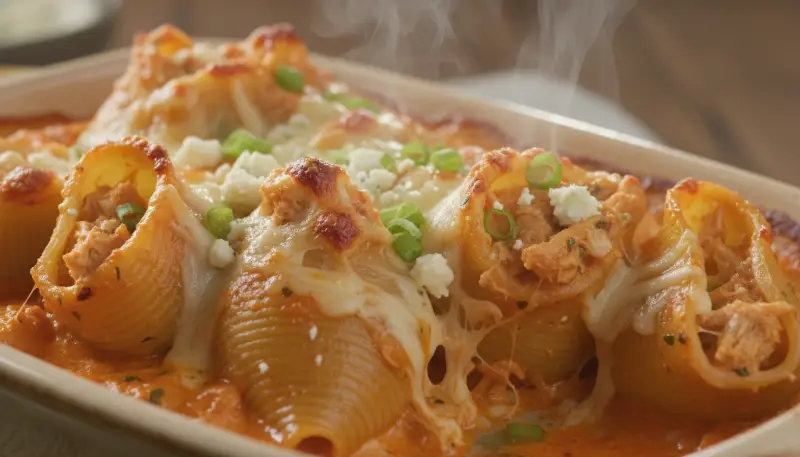 Creamy Buffalo Chicken Stuffed Shells detail