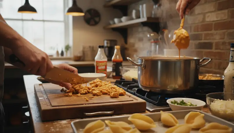 Creamy Buffalo Chicken Stuffed Shells step-process