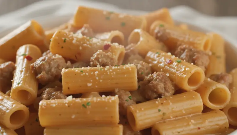 Creamy Italian Sausage Rigatoni detail