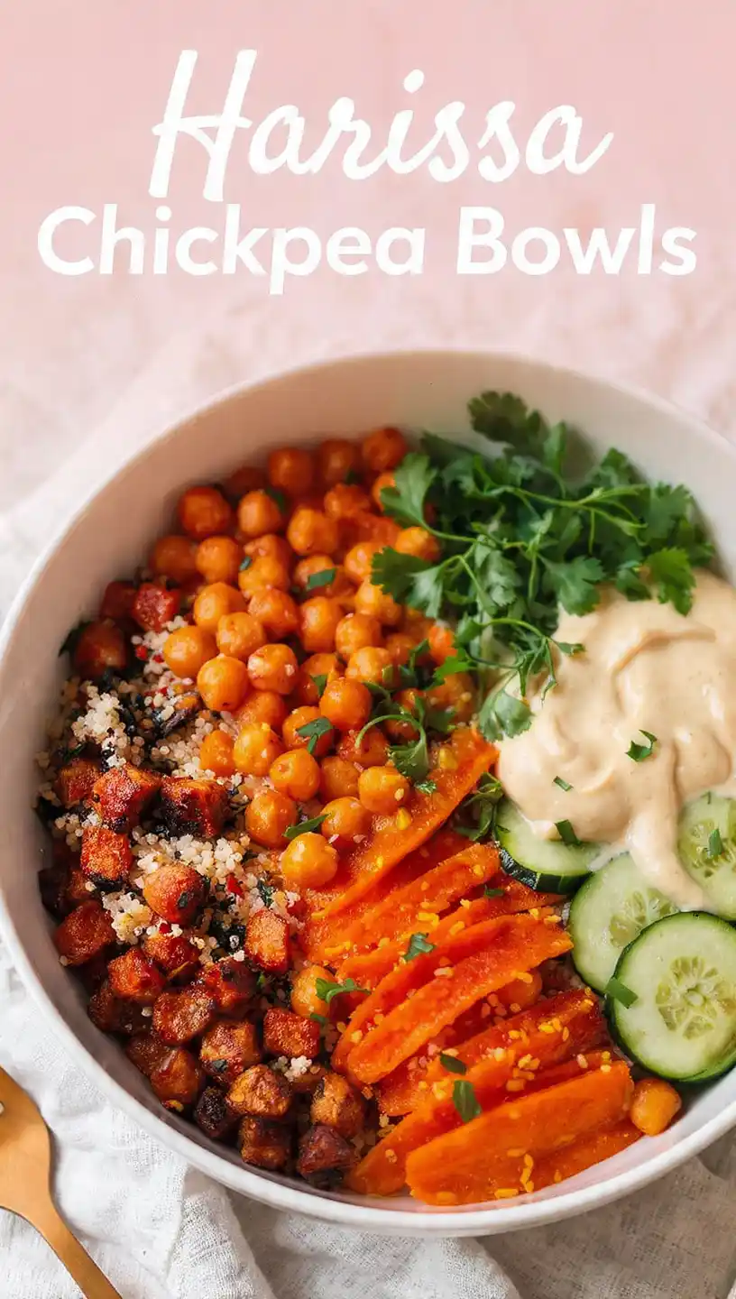 harissa chickpea bowls pin