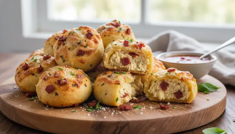 Home 5 protein pizza recipe, healthy pizza bites, high protein snacks, low-cal pizza rolls, meal prep pizza bites, easy protein dinner, mozzarella pizza rolls, air fryer pizza rolls featured-hero