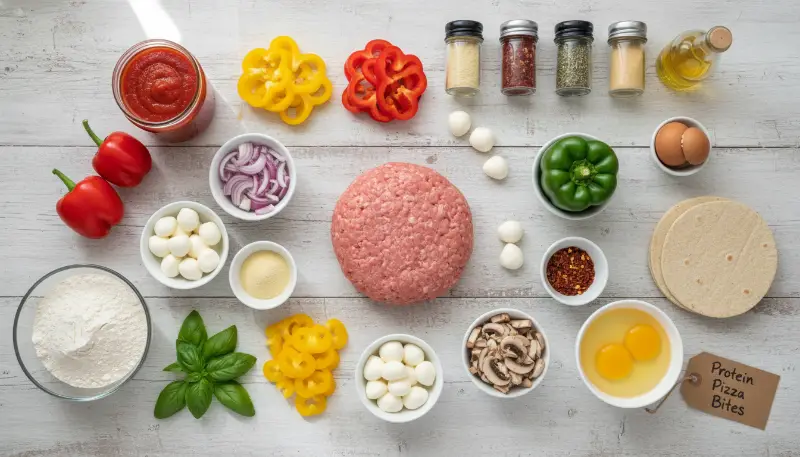 protein pizza recipe, healthy pizza bites, high protein snacks, low-cal pizza rolls, meal prep pizza bites, easy protein dinner, mozzarella pizza rolls, air fryer pizza rolls ingredients