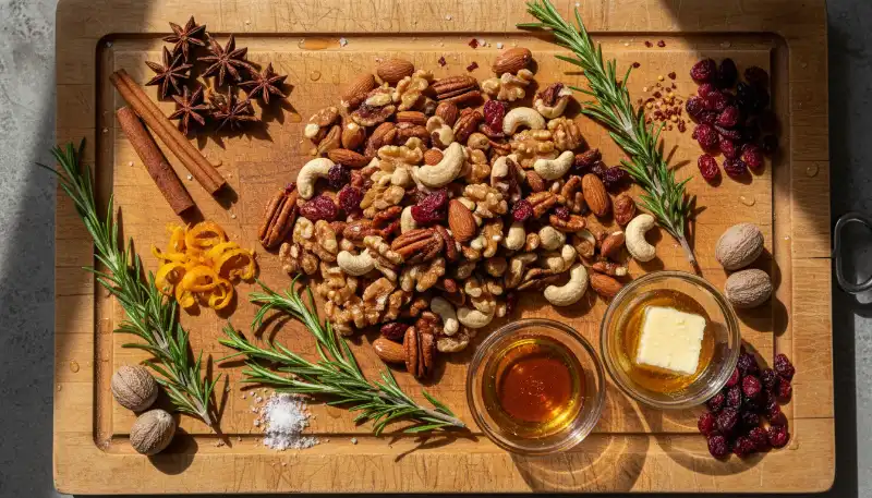 Quick Spiced Nuts Christmas Gift ingredients