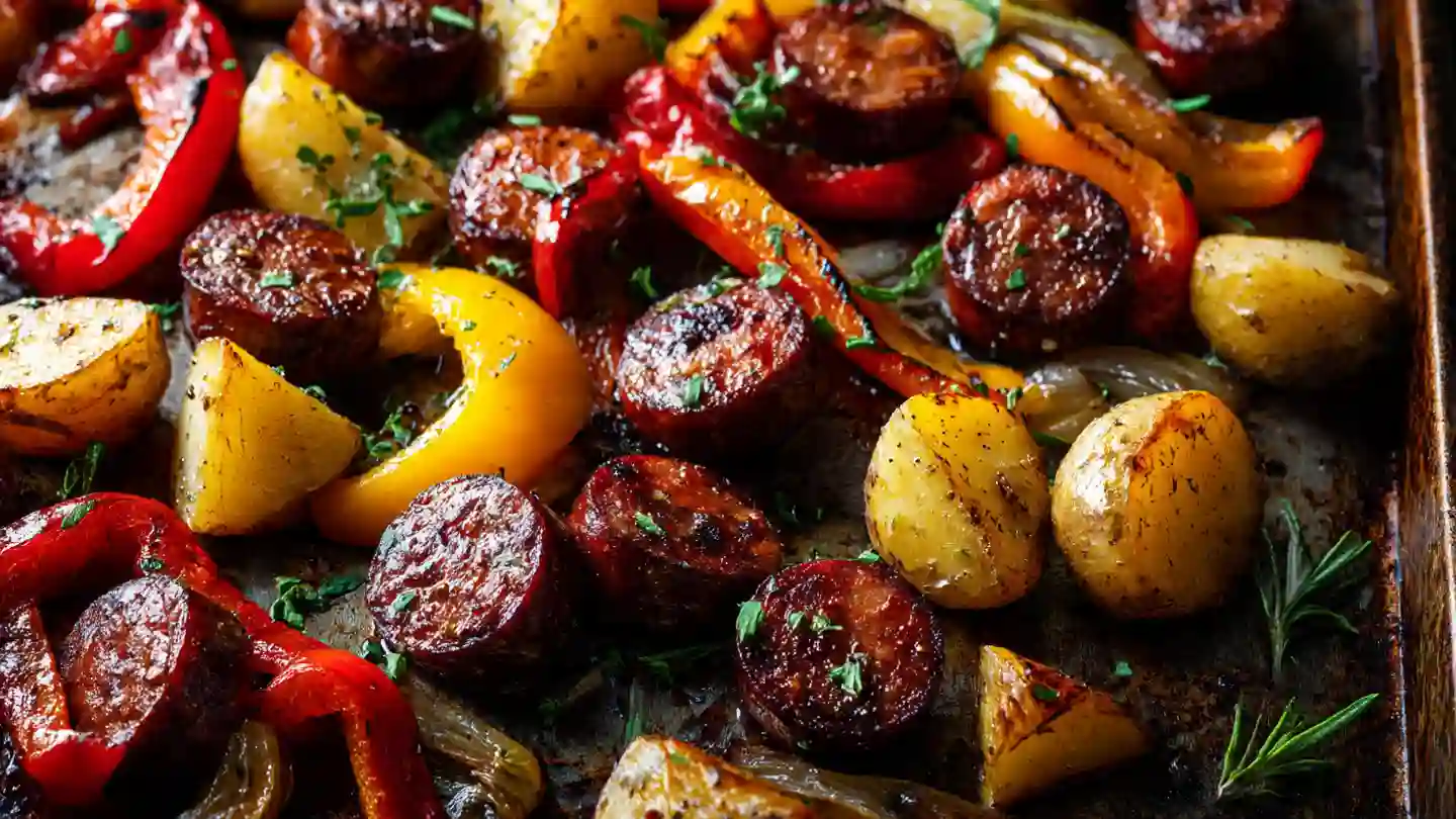 Sheet Pan Sausage Peppers Potatoes: Easy One-Pan Dinner in 35 Minutes 3 sheet pan sausage peppers potatoes step3