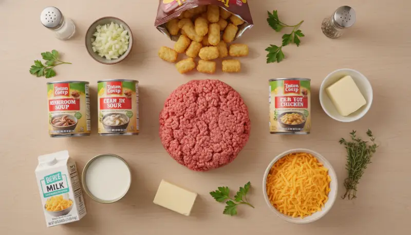 Tater Tot Casserole ingredients