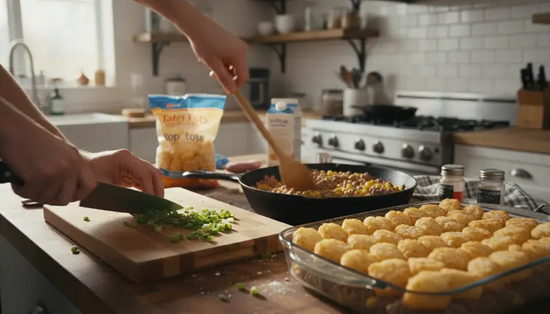 Tater Tot Casserole step-process
