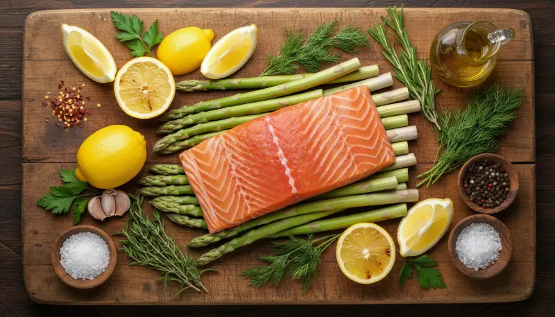 Easy Lemon Herb Baked Salmon Asparagus Healthy Dinner 1