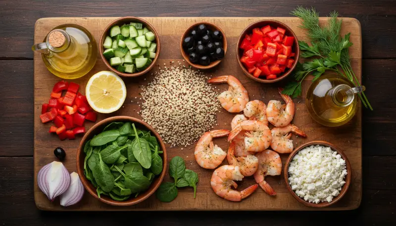 Mediterranean Quinoa Salad with Grilled Shrimp Light Fresh 1
