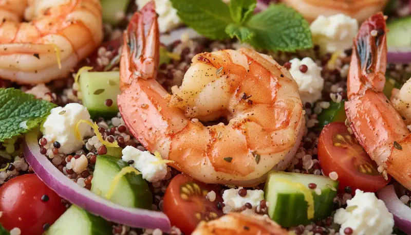 Mediterranean Quinoa Salad with Grilled Shrimp Light Fresh 2
