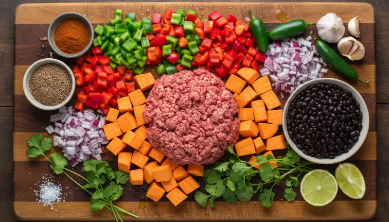 Southwest Ground Beef and Sweet Potato Skillet 1