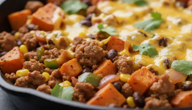 Southwest Ground Beef and Sweet Potato Skillet 2