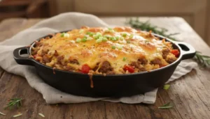 Cheesy Hamburger Rice Casserole featured-hero