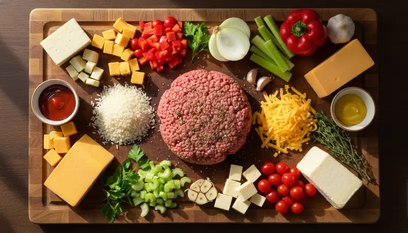 Cheesy Hamburger Rice Casserole ingredients