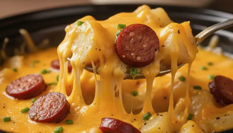 Crockpot Cheesy Potatoes and Kielbasa ingredients