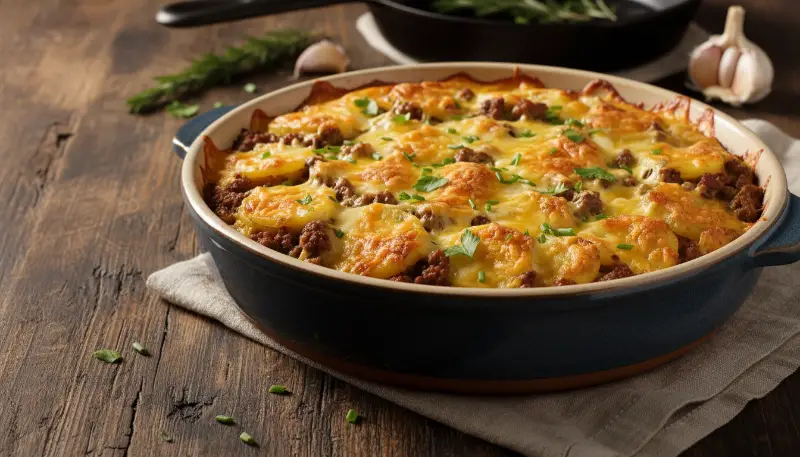 Crockpot Hamburger Potato Casserole featured