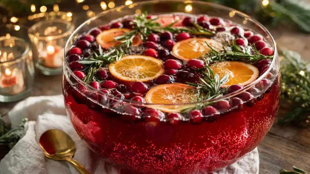 overhead shot of a large glass punch
