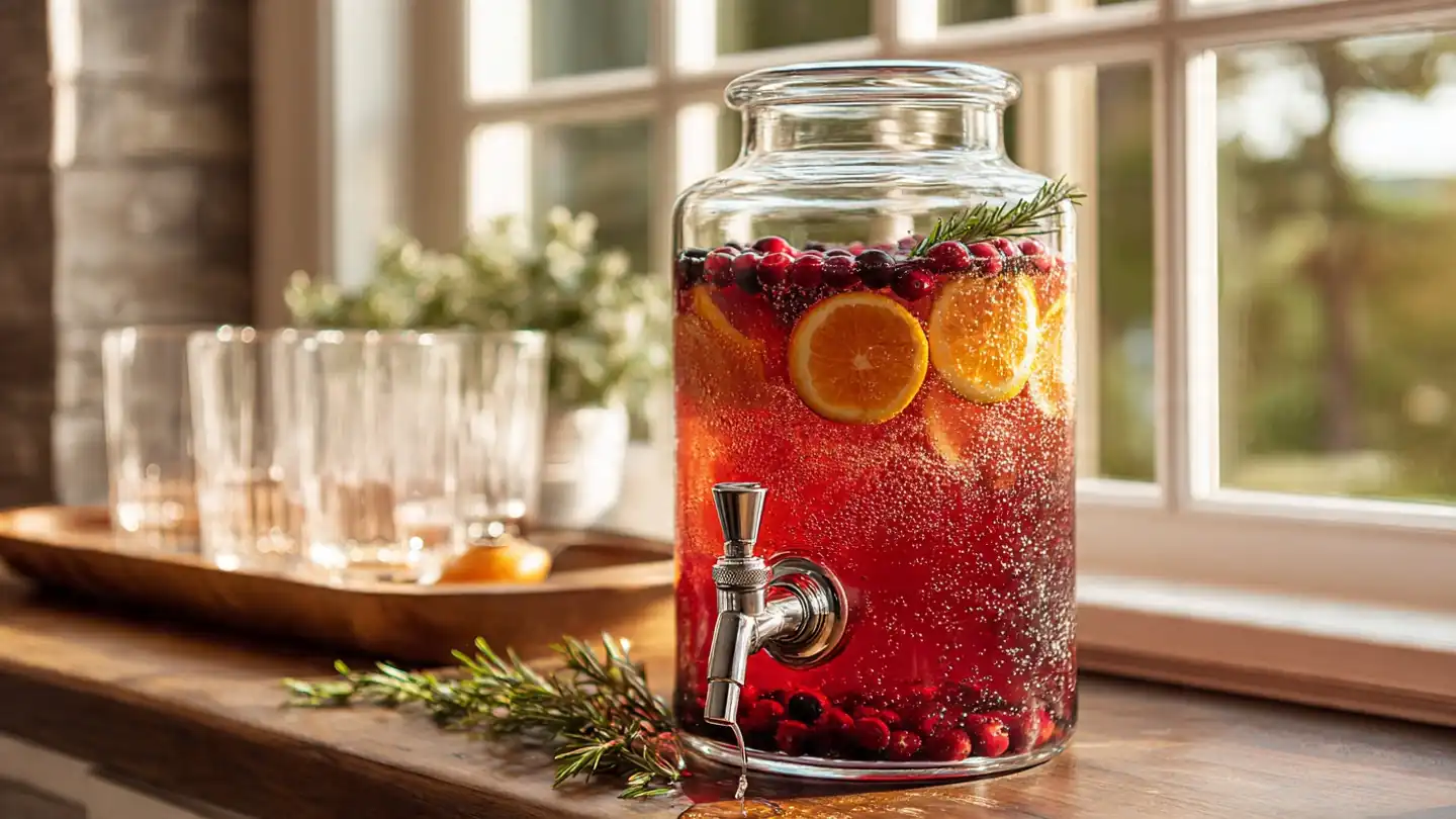Holiday Punch Recipes | Easy Christmas Punch 11 side angle of large clear glass drink