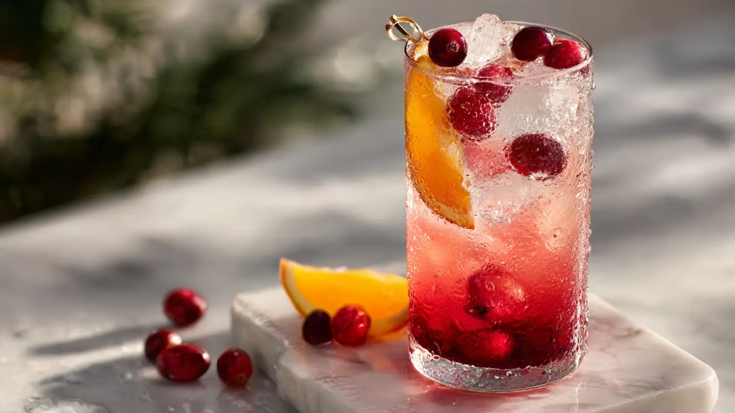 Holiday Punch Recipes | Easy Christmas Punch 12 single clear highball glass filled with holiday