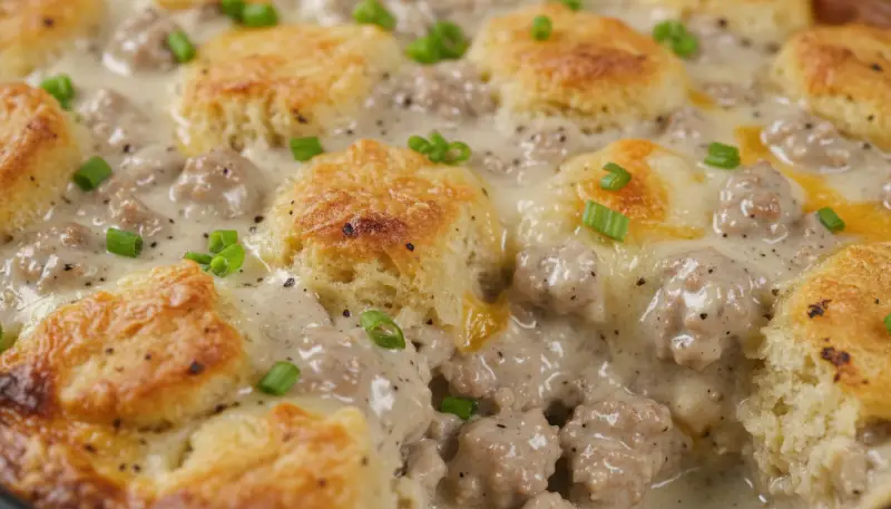 Biscuits and Gravy Breakfast Casserole 2