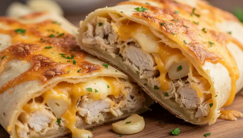 Cheesy Garlic Chicken Wraps 2