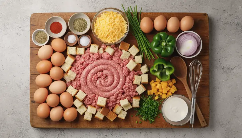 Cheesy Sausage Breakfast Casserole Easy Egg Bake Recipe 1