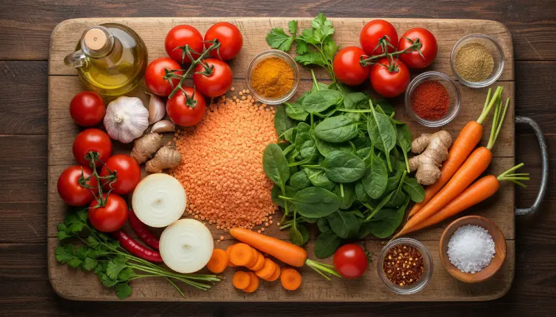 Vegan Red Lentil and Spinach Stew 1