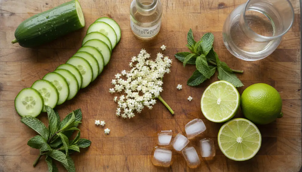 Cucumber Mint Elderflower Mocktail 1