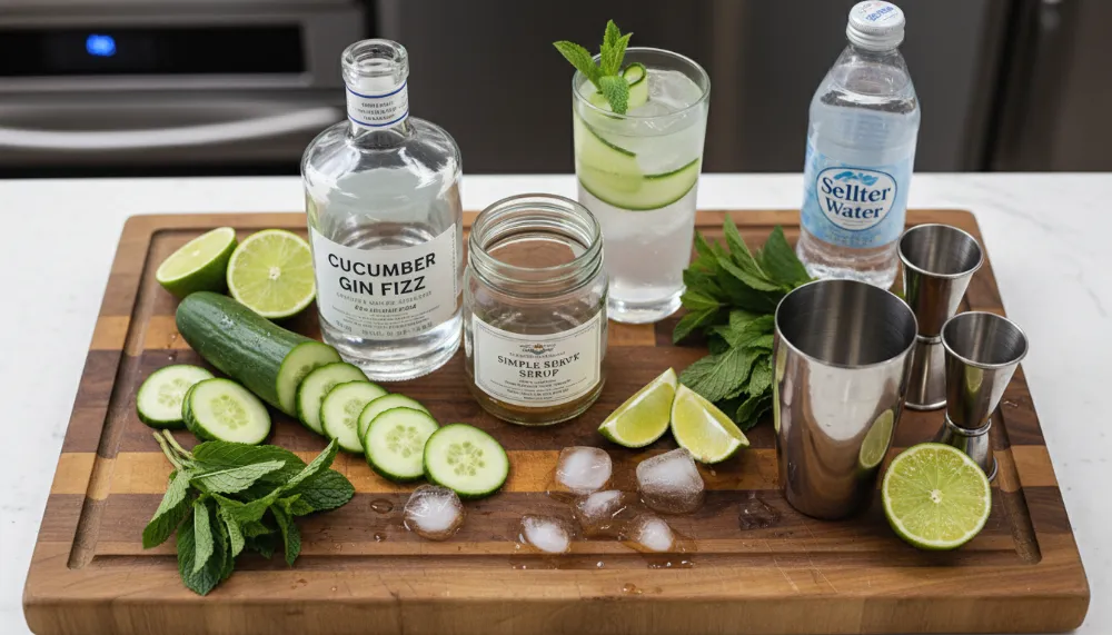 Cucumber Mint Gin Fizz Cocktail 1