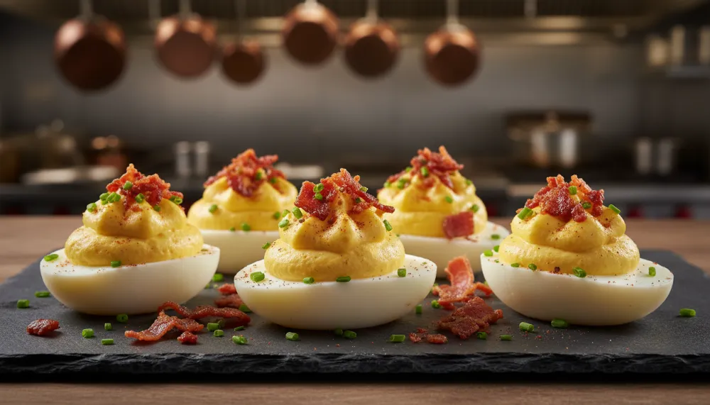 Deviled Eggs with Bacon and Chives 0