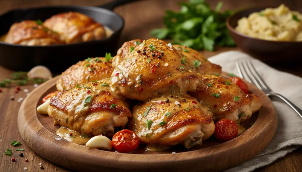 Home 6 Irresistible Creamy Garlic Herb Cajun Chicken Thighs Dinner 0