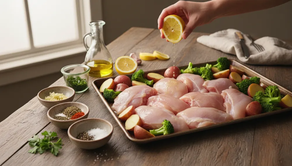 Lemon Garlic Chicken Sheet Pan with Potatoes Broccoli OR Marinade 1