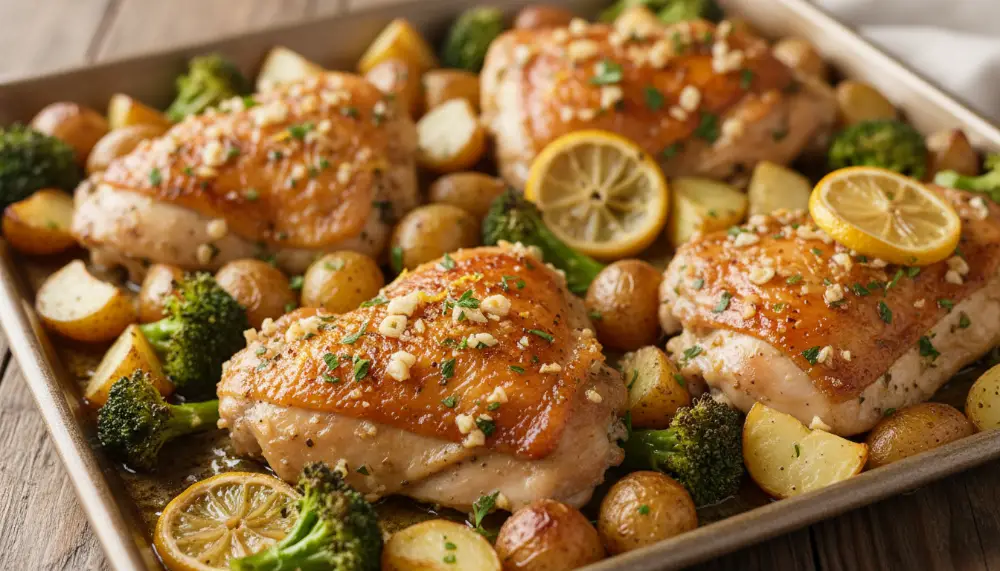 Lemon Garlic Chicken Sheet Pan with Potatoes Broccoli OR Marinade 2