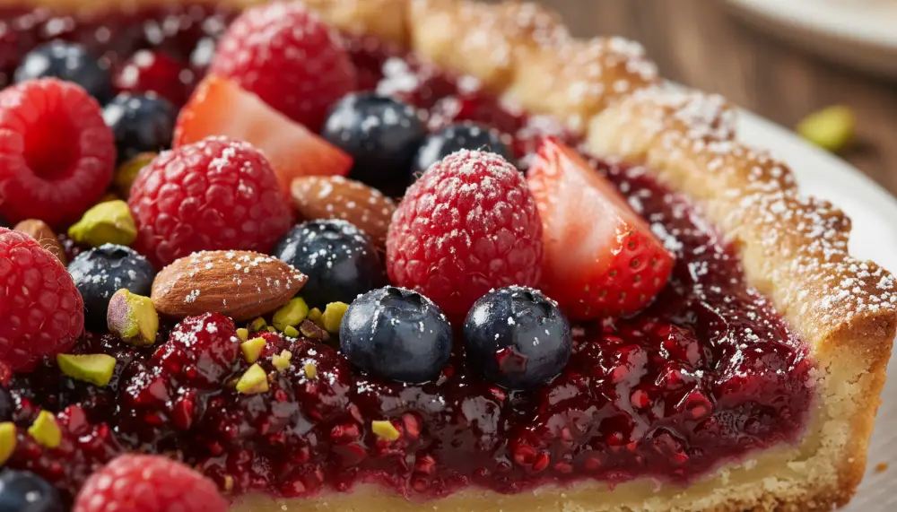 Raspberry Almond Tart with Fresh Berries 1