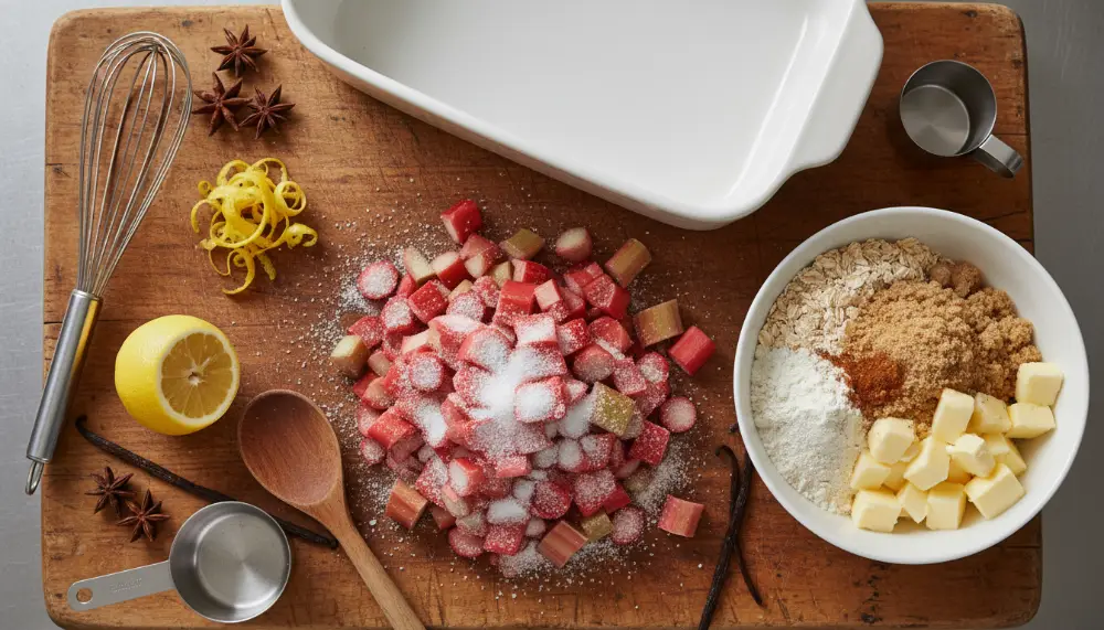 Rhubarb Crisp with Oat Crumble Topping 1