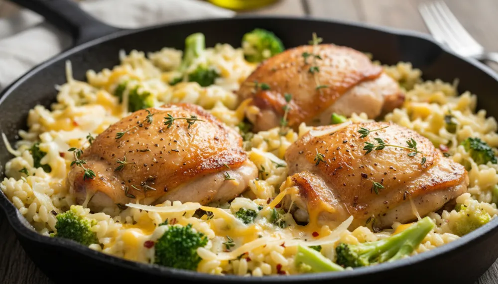 Savory Chicken Thighs with Cheesy Broccoli Orzo Skillet: The Ultimate One-Pan Comfort Meal 3 Savory Chicken Thighs with Cheesy Broccoli Orzo Skillet 2