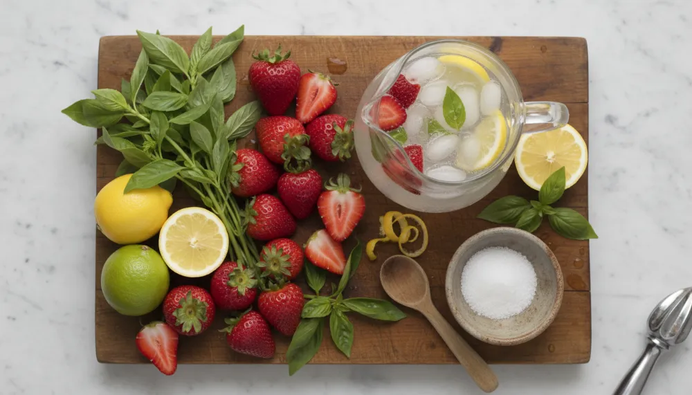 Sparkling Strawberry Basil Lemonade 1