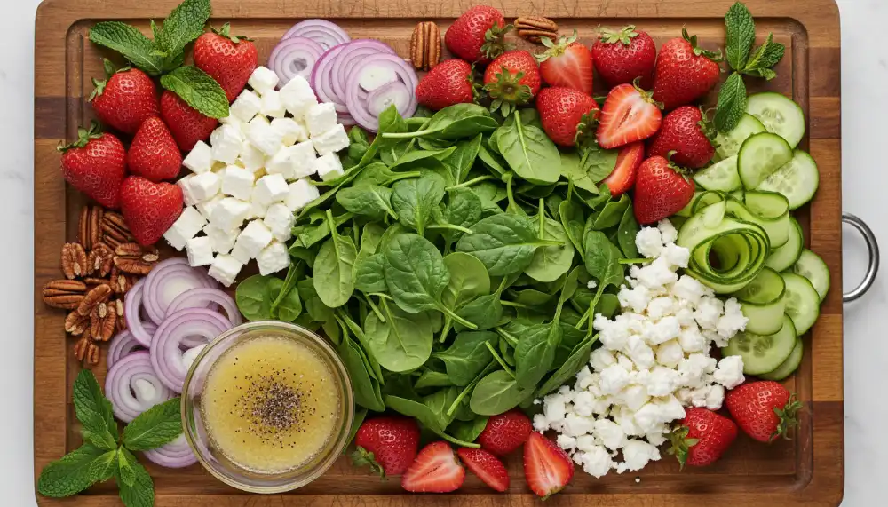 Spring Salad Bowl With Strawberries Feta and Mint 1