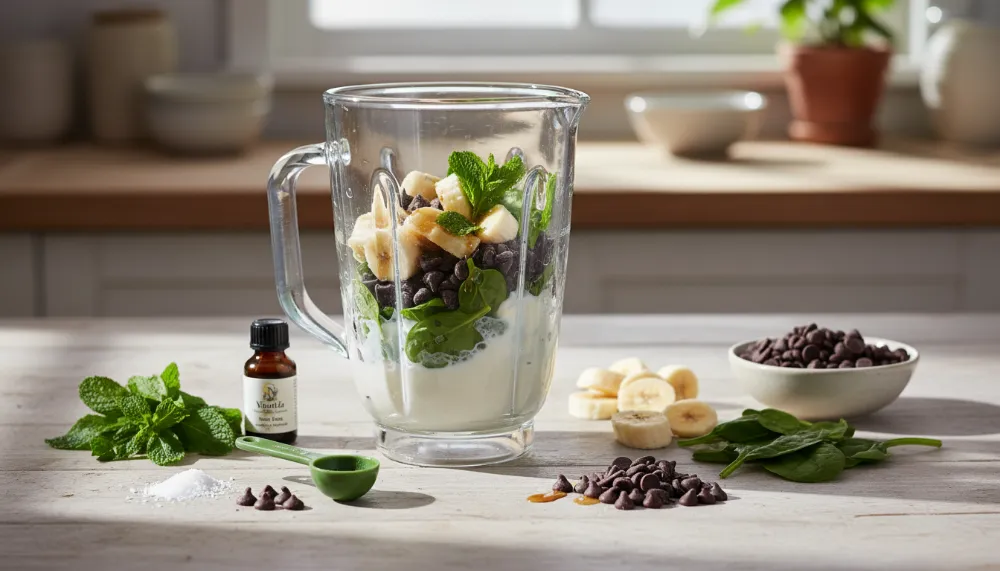 Vegan Mint Chocolate Chip Smoothie 1