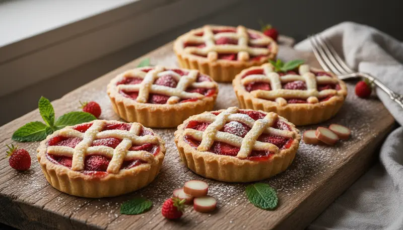 Home 4 mini strawberry rhubarb tarts 0