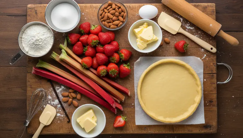 rhubarb strawberry frangipane tart 1