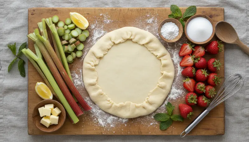 rhubarb strawberry galette 1