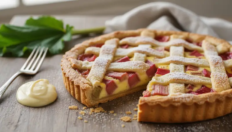 Home 2 rhubarb tart with custard 0