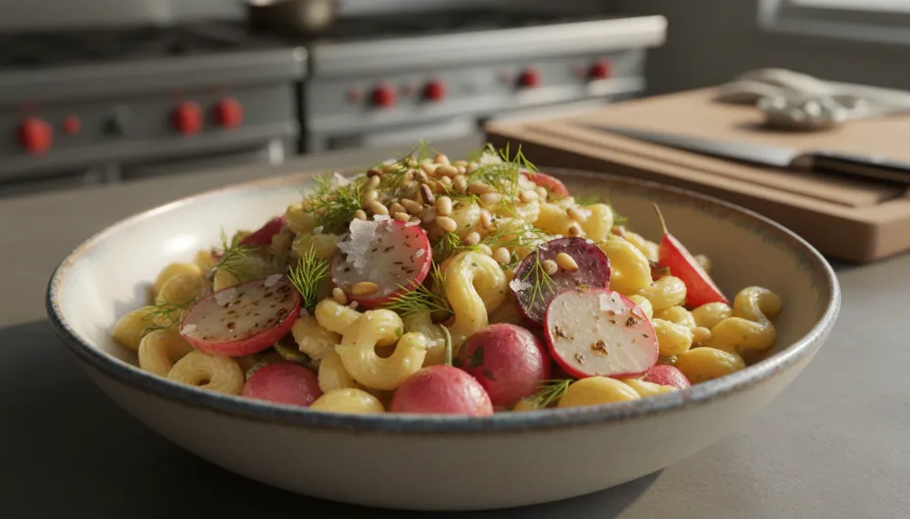 Home 3 roasted radish pasta salad 0