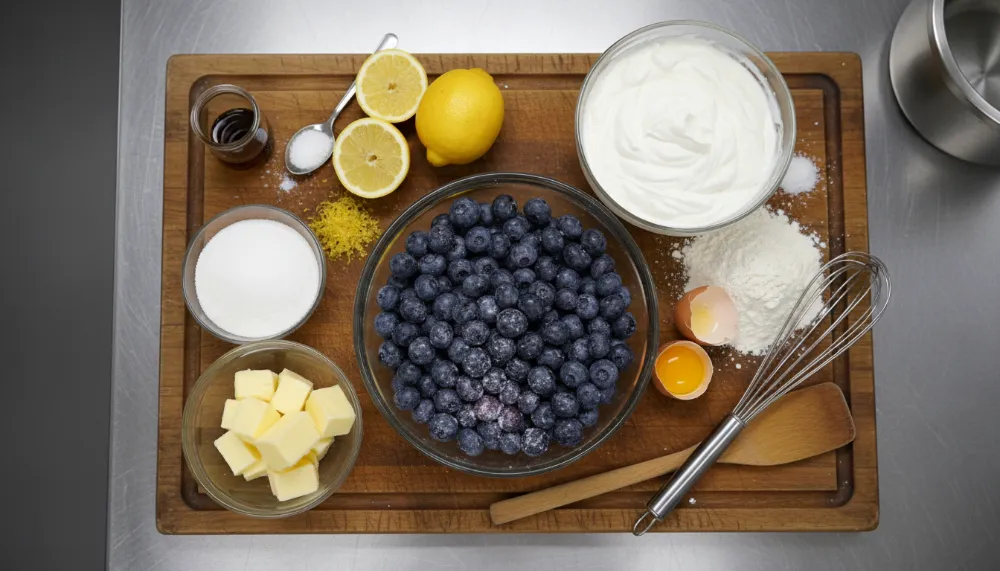 sour cream lemon blueberry cake 1