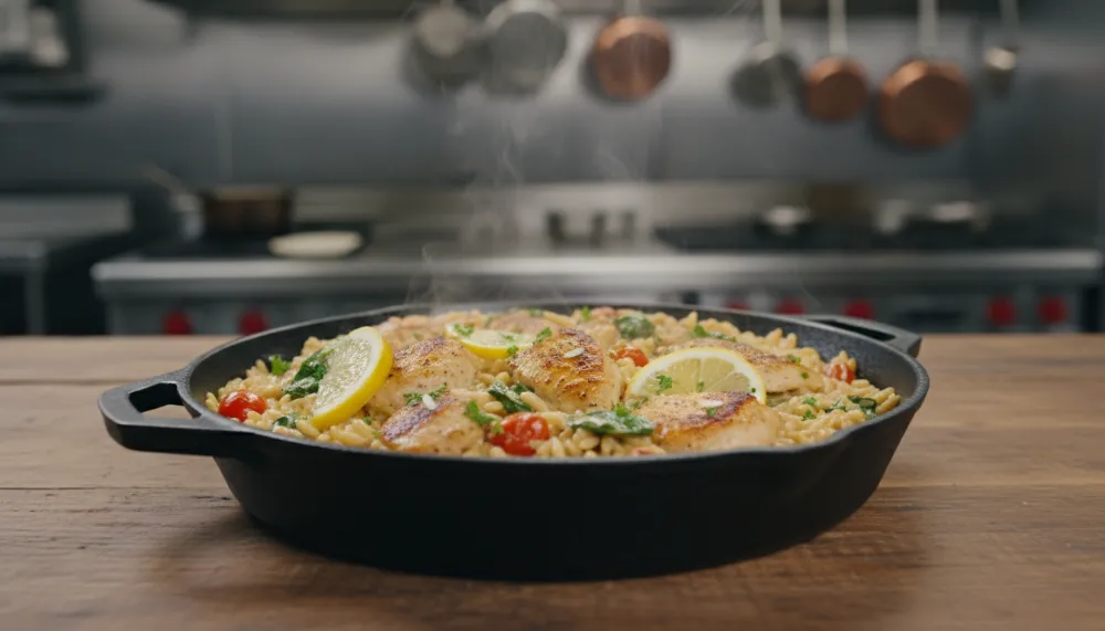 Creamy Lemon Chicken Orzo Skillet 0